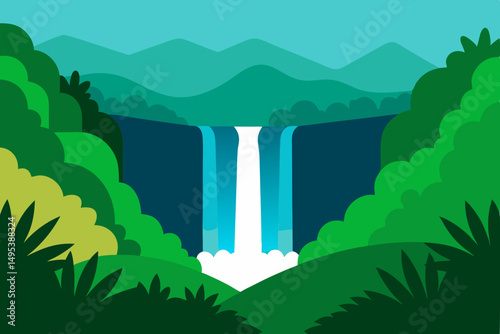 distant waterfall heard through dense jungle