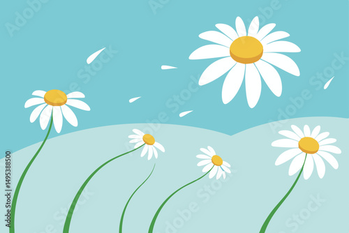 field of daisies swaying in a light breeze  .svg