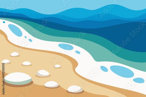 gentle waves rolling onto a pebble covered beach  .svg