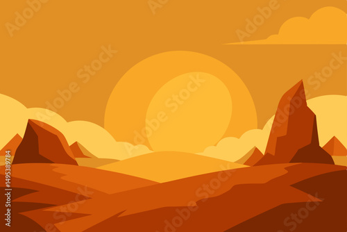 golden sunset casting shadows on desert rocks  .svg