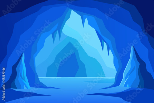 ice cave with blue tinted walls glowing softly  .svg
