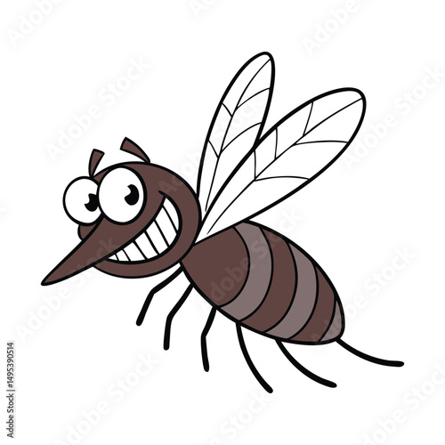 Naughty mosquito are smiling evilly looking for a  human. Adobe Illustrator Artwork