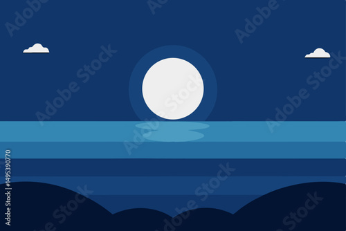 moon rising over a quiet ocean horizon  .svg