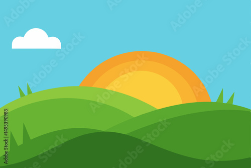 morning dew on a grassy hillside with sun rising  .svg
