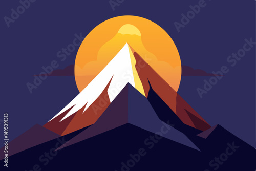 mountain peak glowing under early morning sun  .svg