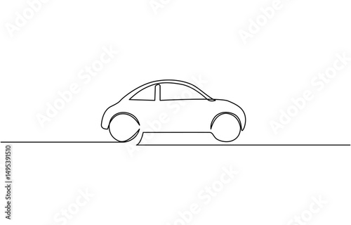 Modern city car continuous one line drawing. Sports car single line art illustration, Line Continuous Line Drawing background.