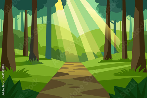 peaceful forest glade with shafts of sunlight  .svg