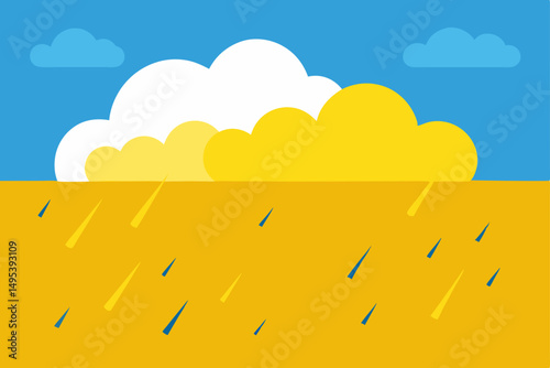 rainclouds over golden fields with soft distant 