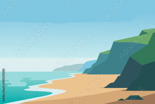 remote beach with cliffs and rolling mist  .svg