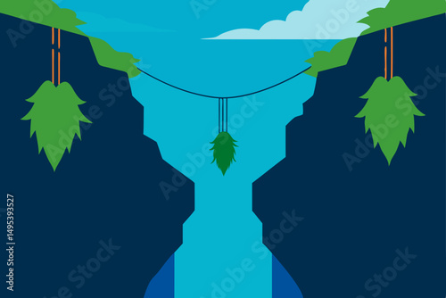river gorge with hanging vines and echoing water  .svg