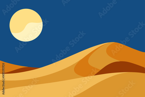 rolling sand dunes under a full moon  .svg
