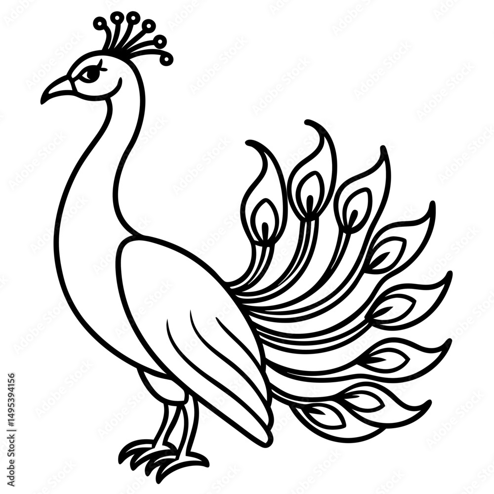 Fototapeta premium Spectral Peacock line art vector