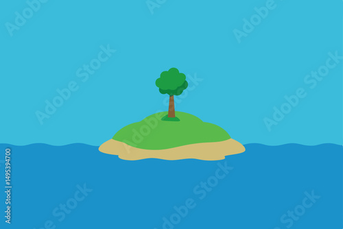 small island with a lone tree in the ocean  .svg