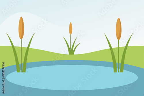 soft ripples on a pond surrounded by reeds  .svg