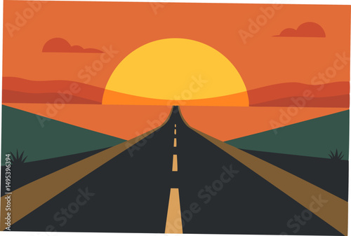 tranquil sunrise over an empty rural road  .svg