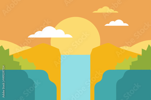 waterfall mist catching golden sunrise rays 