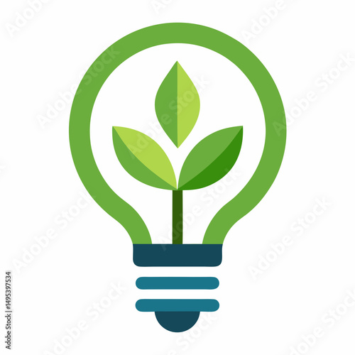 light bulb with green plant