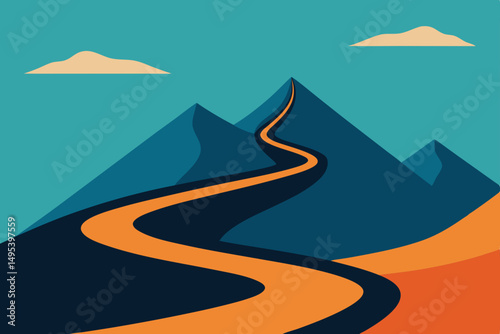 winding mountain road hugging the cliffs 