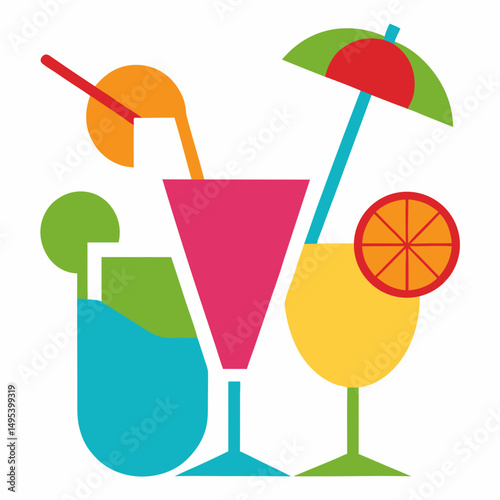 cocktail on the beach vector illustration