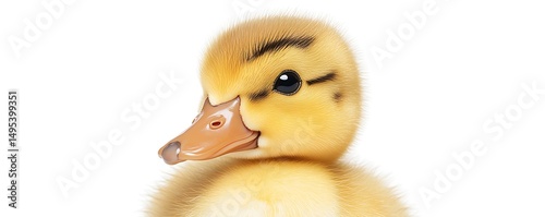 Cute yellow duckling, full body, white background, clear and detailed, high resolution.