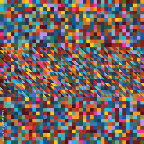 ABSTRACT RANDOM SQUARE PATTERN PIXEL BACKGROUND FLAT COLORFUL SHAPES DESIGN VECTOR TEMPLATE FOR WALLPAPER, COVER DESIGN
