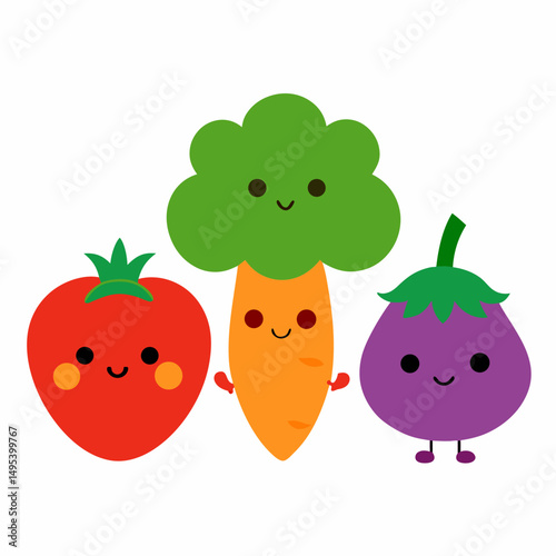 set of funny cartoon fruits