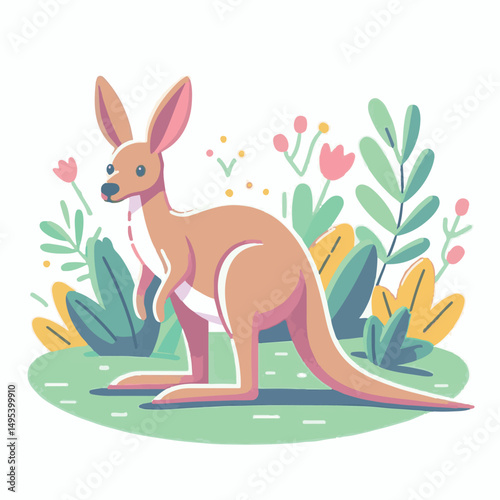 australia, kangaroo, animal, australian, wildlife, mammal, nature, marsupial, cute, wild, pouch, baby, brown, joey, illustration, aussie, fauna, wallaby, vector, wilderness, outback, native, isolated,
