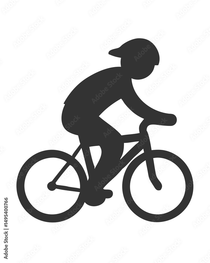 Fototapeta premium Cyclist Silhouette, Bike Ride Pose, Outdoor Cycling Illustration, Active Sports Art, On Transparent Background