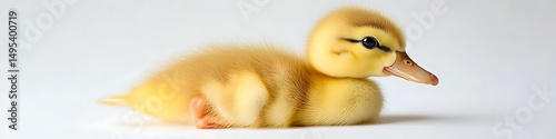 Cute yellow duckling, full body shot, white background, clear and detailed image.