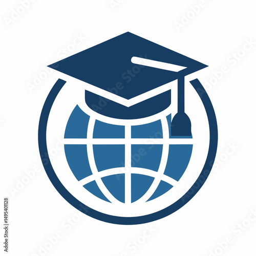 graduation cap icon on blue button