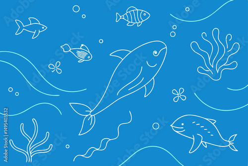 seamless pattern with fishes