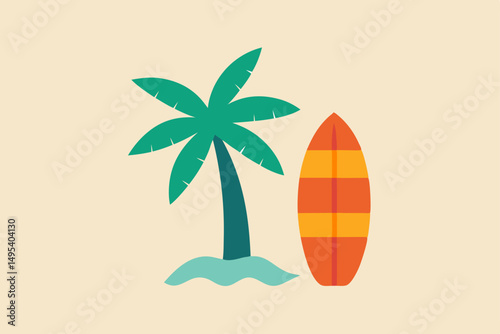 vector illustration of a tropical beach