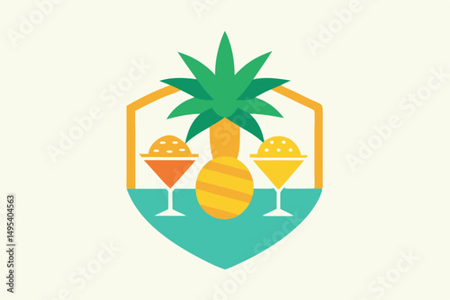 tropical cocktail on a white background