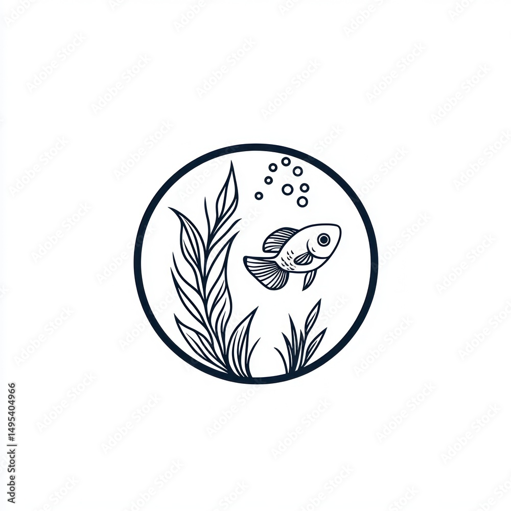 Fototapeta premium Decorative fish in aquatic environment. Illustration. Use Print media, website background