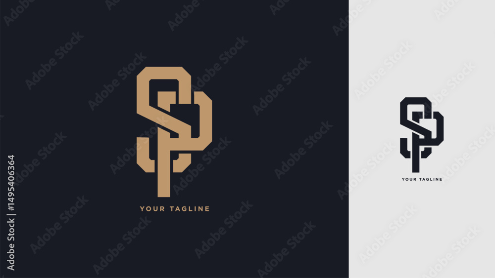 Fototapeta premium Luxury SP or PS Monogram Logo – Minimalist Modern Lettermark Design 