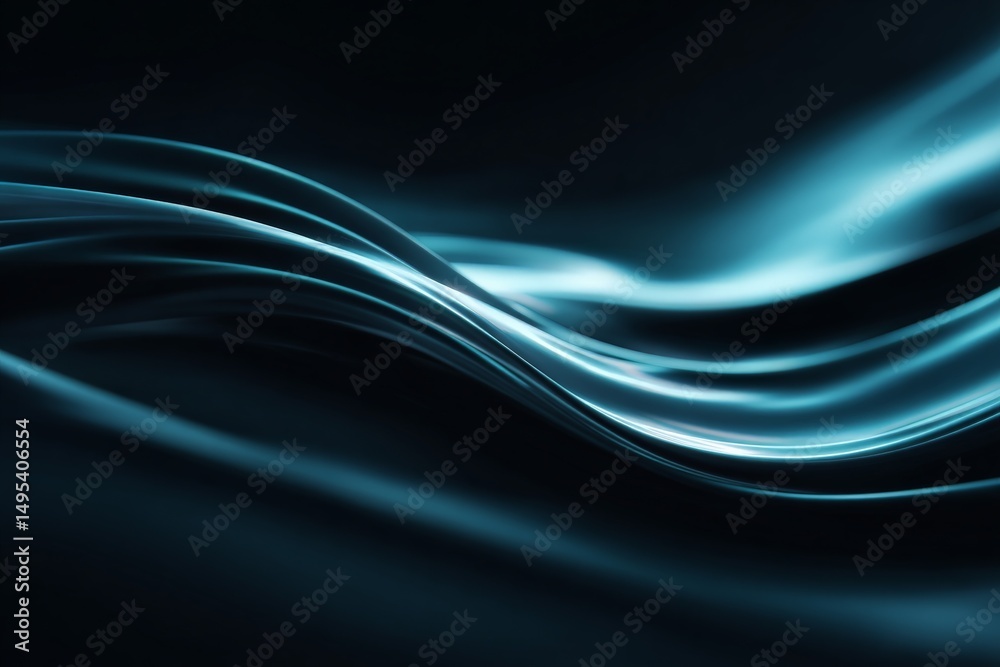 Naklejka premium Elegantly flowing blue and black waves create a serene backdrop for mindfulness and relaxation practices