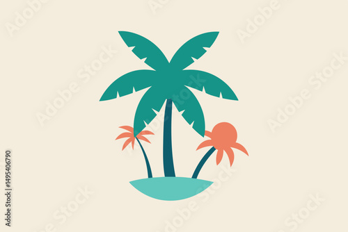 tropical island with palms