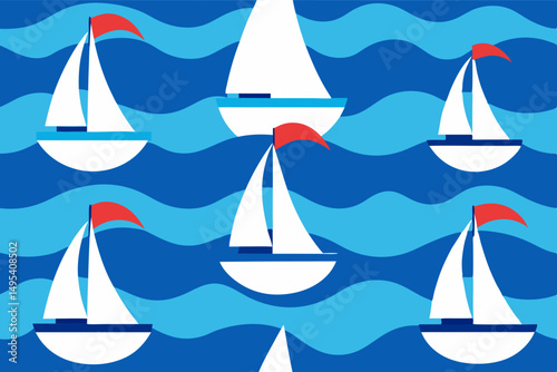 seamless pattern with sailing ships