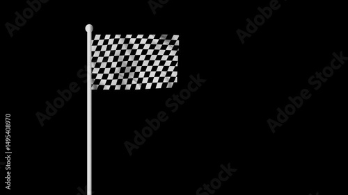 Waving flag racing animation on the pole