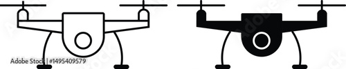 Drone Icon set. Simple vector icon a drone Editable stroke line art vector. Minimalist drone icons vector illustration.