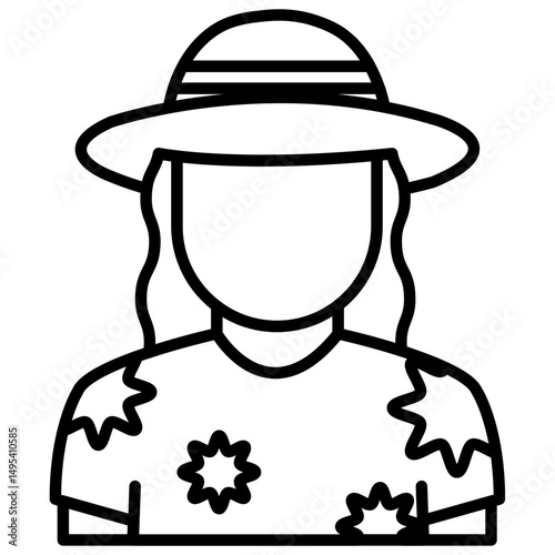 illustration woman with hat and beachwear