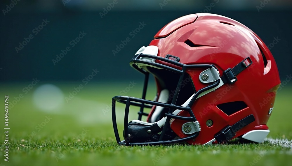 Fototapeta premium Close-up of football helmet, pads, and cleats , training, gear, sport