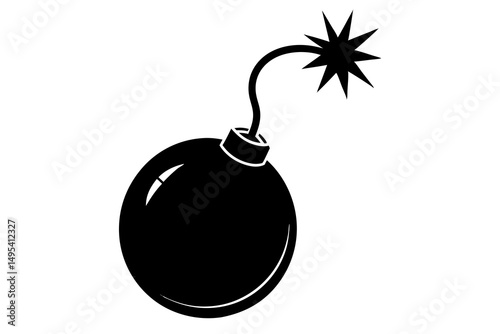 black bomb with a burning fuse