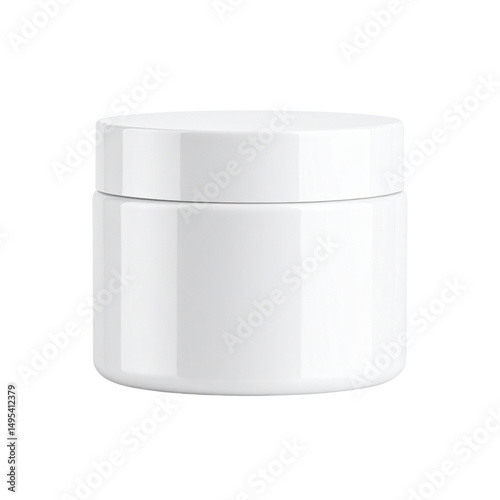 Minimal White Cosmetic Jar Mockup with Smooth Matte Finish, Isolated on Transparent Background