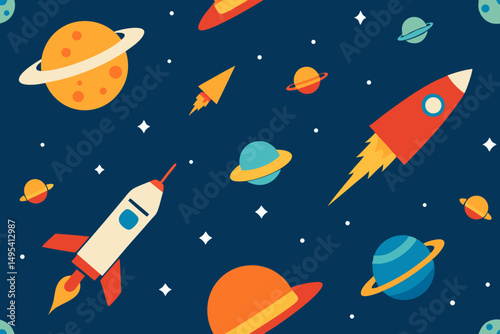 seamless pattern with rocket