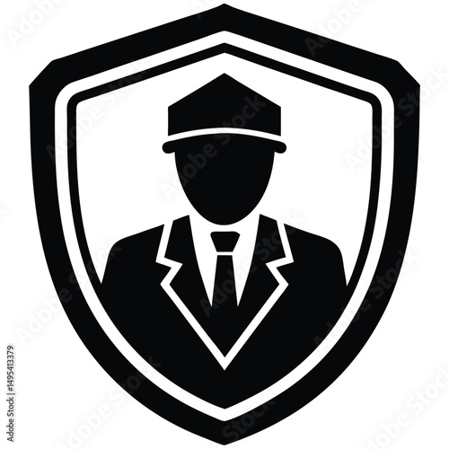 security guard element isolated security shield on white background