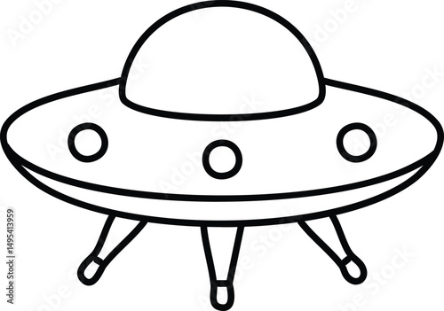 Outline Flying Saucer Spaceship for World UFO Day Design