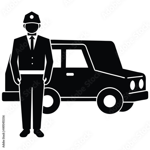 security guard element isolated security vehicle on white background