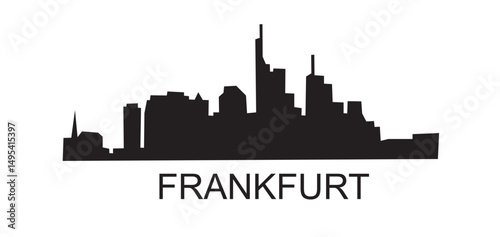 Frankfurt am Main skyline vector illustration. Modern city silhouette with iconic skyscrapers, ideal for travel, business, design, and Germany-themed creative projects.