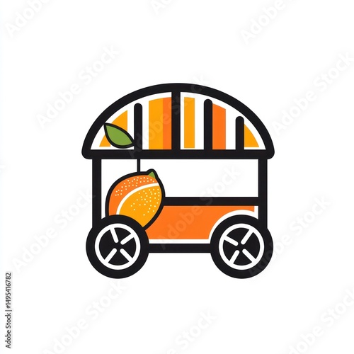 Citrus fruit cart graphic design, street food, summer drink,  logo for a juice stand